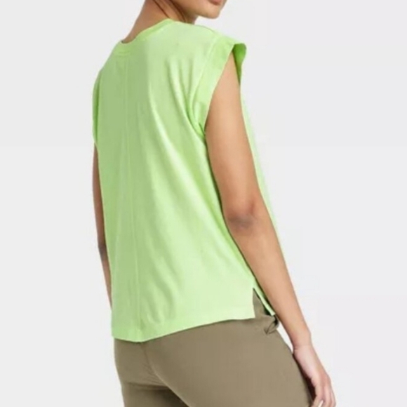 A New Day Extended Shoulder Short Sleeve T-Shirt Lime Green XS - Picture 2 of 9